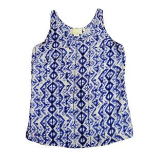 Cynthia Rowley Women's XS Blue Blue White Aztec Print Tank 100% Silk Sleeveless
